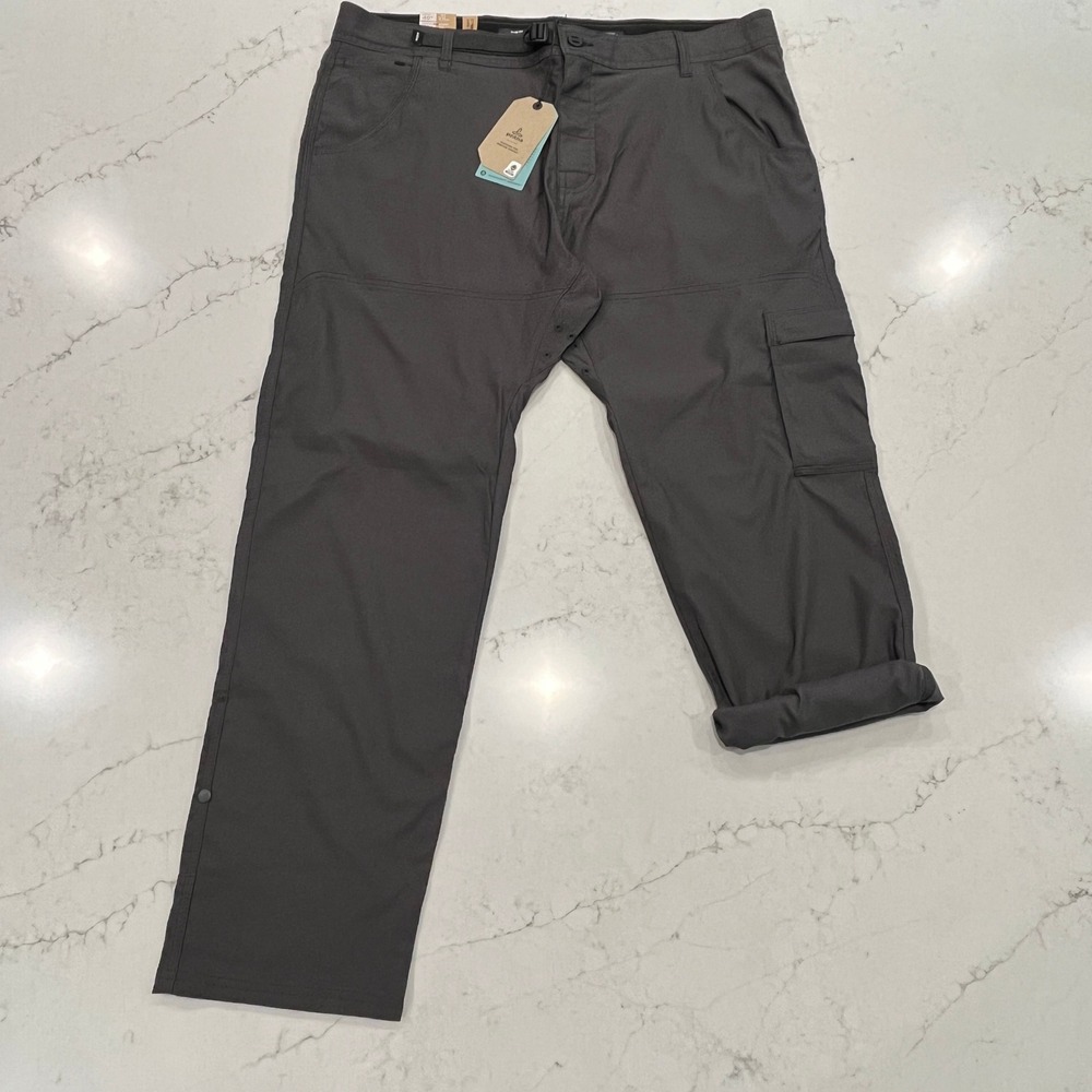 Prana NEW Stretch Zion Slim Pant II Mens 40 x30 Grey Hiking Outdoor Convertible‎